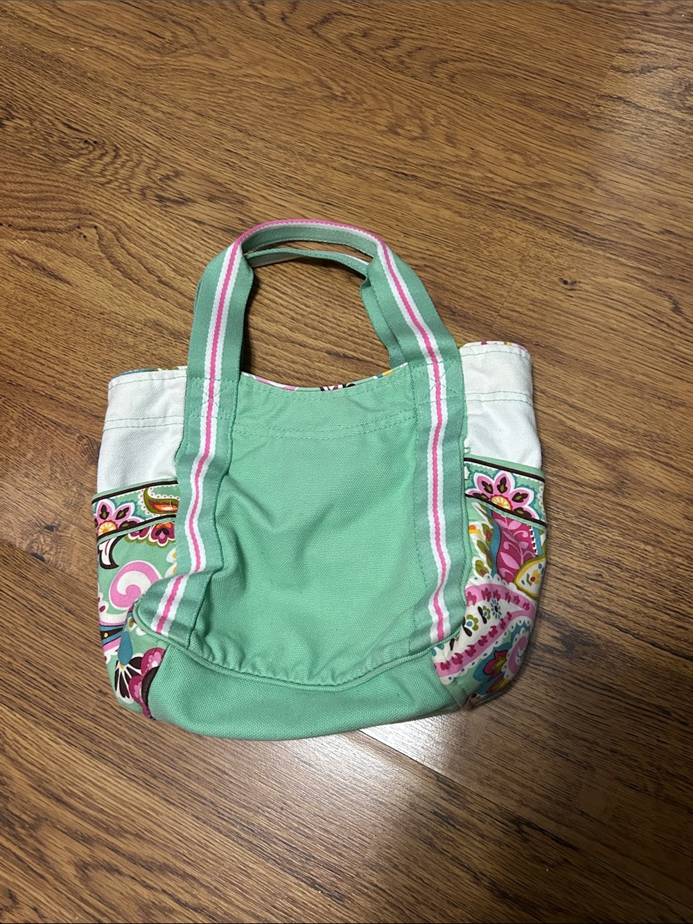 Vera Bradley  Mint Green Canvas Tote with Floral Accents